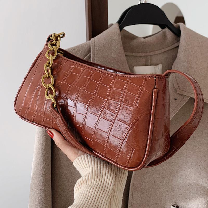 Brand Desiger Crocodile Pattern Women's Shoulder Bag Fashion Chain Handbag Small Baguette Crossbody Bag, Black
Brand Desiger Crocodile Pattern Women's Shoulder Bag Fashion Chain Handbag Small Baguette Crossbody Bag, Black