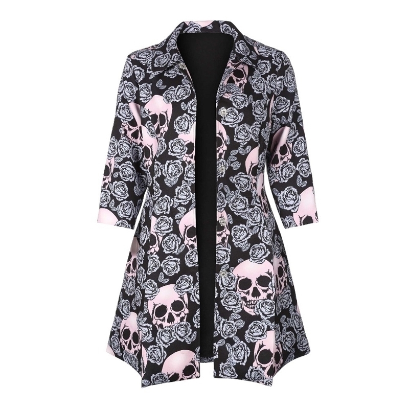 Gothic skull jacket Women Winter Autumn rose pink elegant Jacket Mid-long Outerwear button plus size Gothic Jacket Coat HOT 201017
Gothic skull jacket Women Winter Autumn rose pink elegant Jacket Mid-long Outerwear button plus size Gothic Jacket Coat HOT 201017