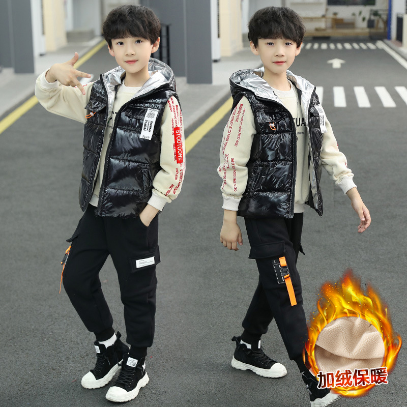 Children's clothing boys and autumn sets 2020 new Chinese big children autumn winter models three-piece foreign boy plus velvet thick tide, White
Children's clothing boys and autumn sets 2020 new Chinese big children autumn winter models three-piece foreign boy plus velvet thick tide, White