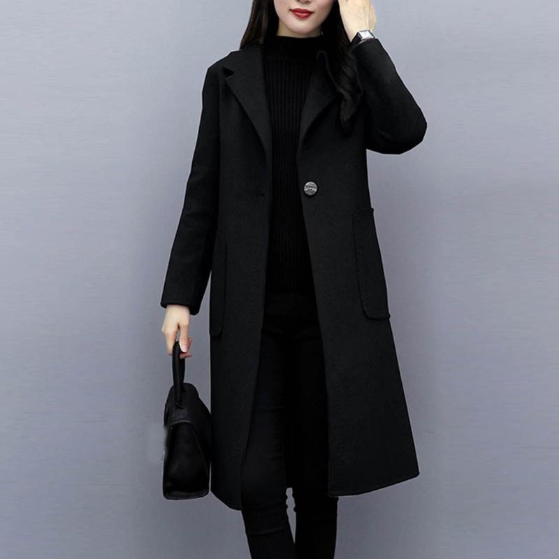 Women Wool Coat Winter Korean Version Slim Long Coat Full Sleeve Suit Collar Female Outwear Cardigan Tops Coats Womens#G30, Black
Women Wool Coat Winter Korean Version Slim Long Coat Full Sleeve Suit Collar Female Outwear Cardigan Tops Coats Womens#G30, Black