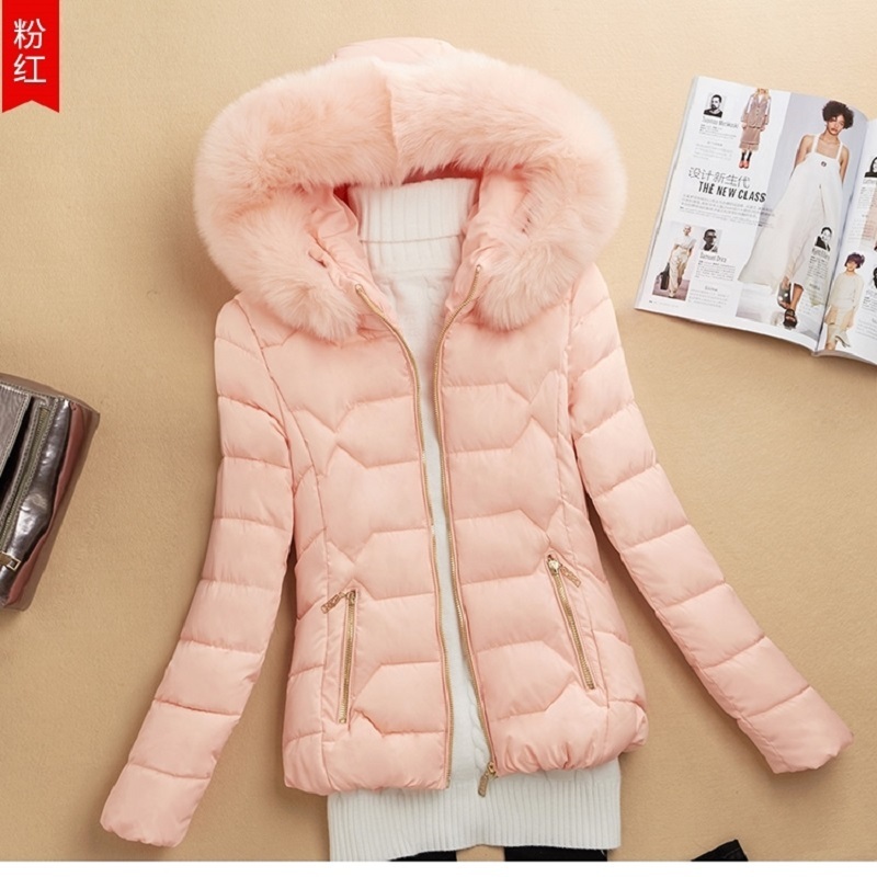 Winter short women's jacket new large fur collar slim thick padded jacket to keep warm and thin women's winter jacket