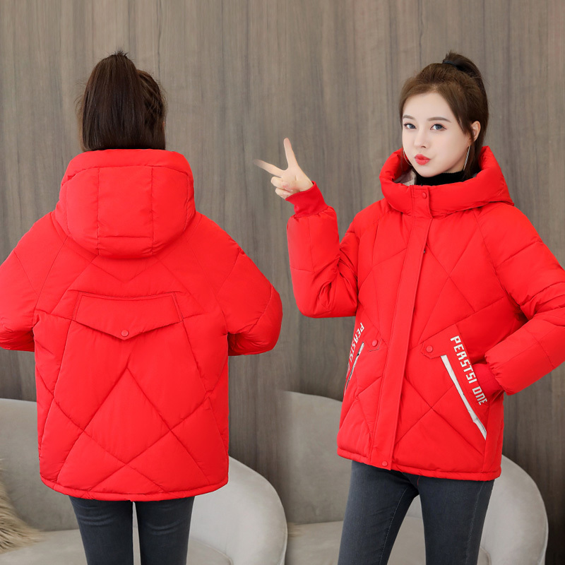 New Women Parkas Winter Hooded Jacket Coats StripedWomen Fashion Short Down Cotton Parkas Pocket Warm Parkas Female outwear 201019