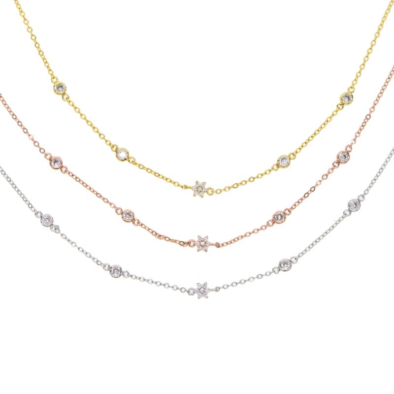 5pcs cz charm paved tiny link chain necklace with rose gold color silver color plated station chain necklace for lady gift
5pcs cz charm paved tiny link chain necklace with rose gold color silver color plated station chain necklace for lady gift
