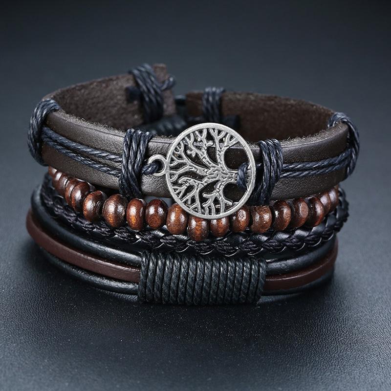 Multilayer Tree Of Life Wristbands Braided Wrap Leather Bracelets For Women Mens Wooden Beads 4pcs/set Jewelry
Multilayer Tree Of Life Wristbands Braided Wrap Leather Bracelets For Women Mens Wooden Beads 4pcs/set Jewelry