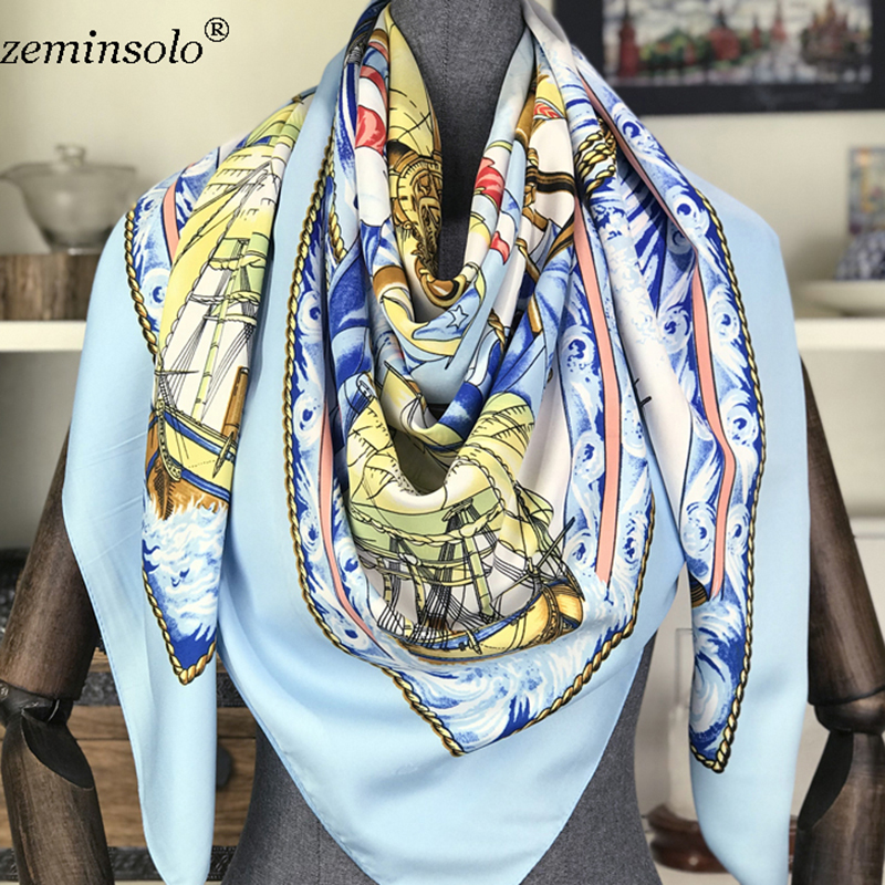 100% Silk Scarf Women Square Scarves Wraps Neckerchief Female Foulard Silk Hijab Bandana Lady Bufandas Shawls 130* LJ201113