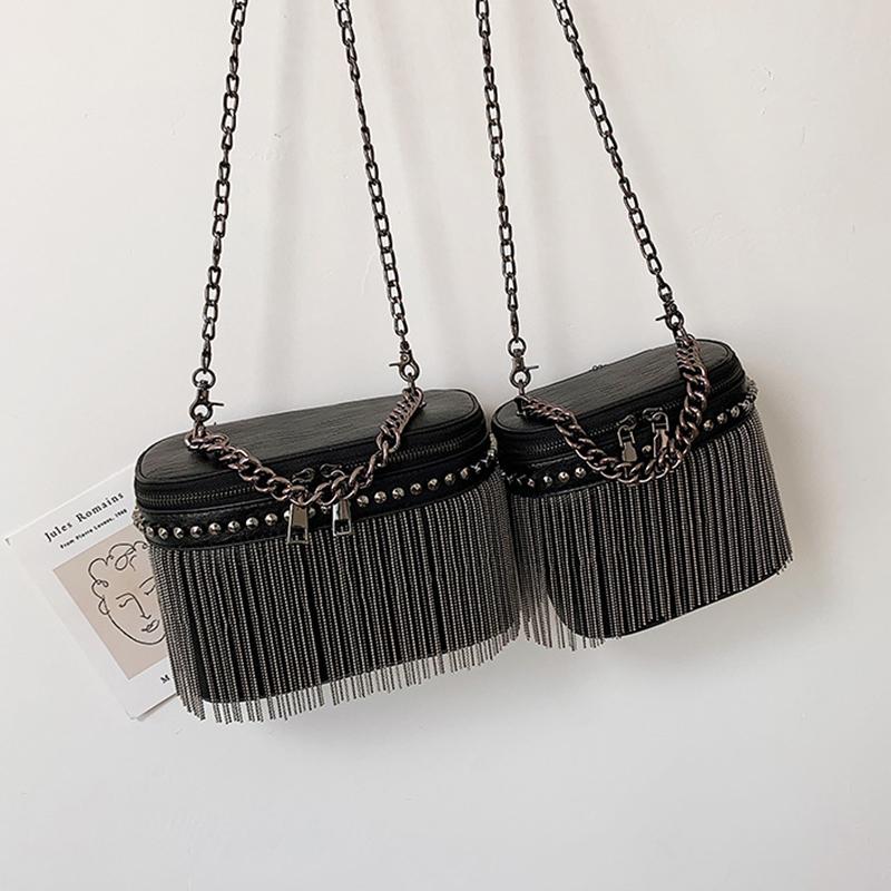 New Gothic Rock PU Leather Women Handbag Tassel Shoulder Bag Chain Crossbody Ladies Purse Rivets Designer Messenger Tote Clutch, Black
New Gothic Rock PU Leather Women Handbag Tassel Shoulder Bag Chain Crossbody Ladies Purse Rivets Designer Messenger Tote Clutch, Black