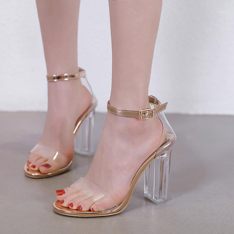 Transparent crystal thick heel cellophane tape sandals open toe fish mouth ankle strap high heels classic buckle women's shoes1, Black
Transparent crystal thick heel cellophane tape sandals open toe fish mouth ankle strap high heels classic buckle women's shoes1, Black