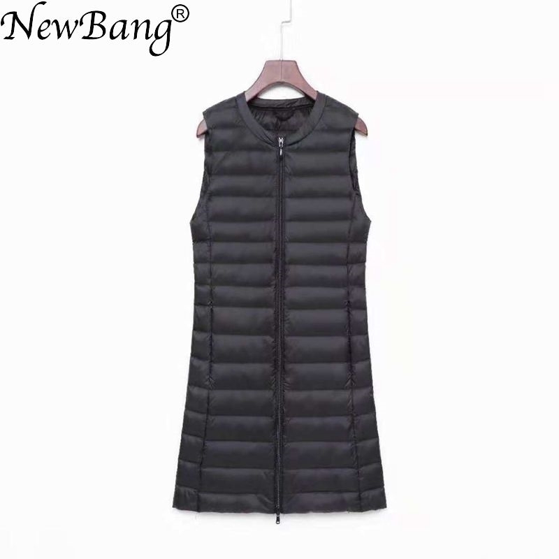 NewBang Matt Fabric Ultra Light Down Women's Vest Sleeveless White Duck Down Vest Women Long Warm Vests Windproof Waitcoat 201102
