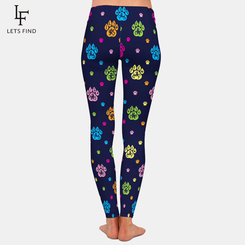 LETSFIND New Arrival Cute Cartoon Dog Paw Print Women Leggings Fashion High Waist Plus Size Soft Comfortable Fitness Leggings 201203