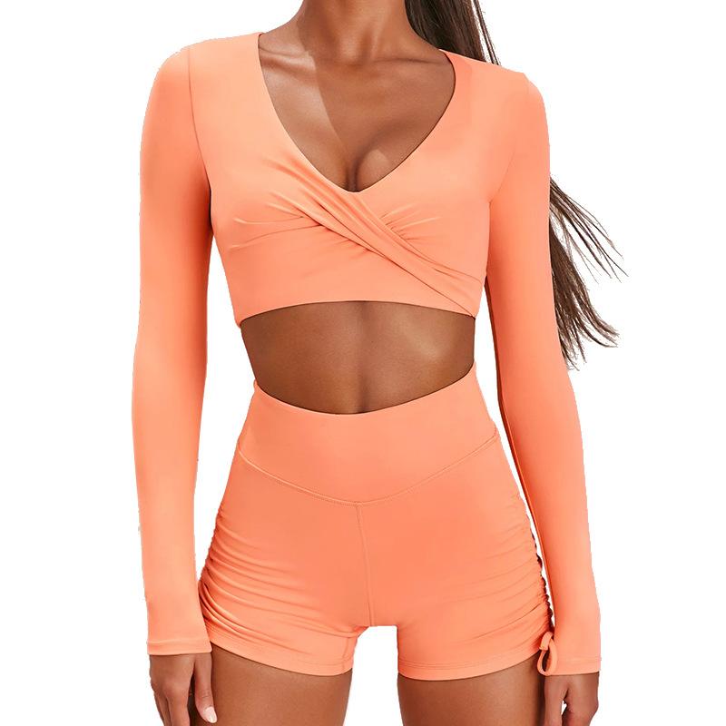 Autumn Solid Yoga Suit Gym Fitness Two Piece Set Long Sleeve Crop Top Shorts Tracksuit Fashion Running Sports Dance Energy Set, Black set
Autumn Solid Yoga Suit Gym Fitness Two Piece Set Long Sleeve Crop Top Shorts Tracksuit Fashion Running Sports Dance Energy Set, Black set