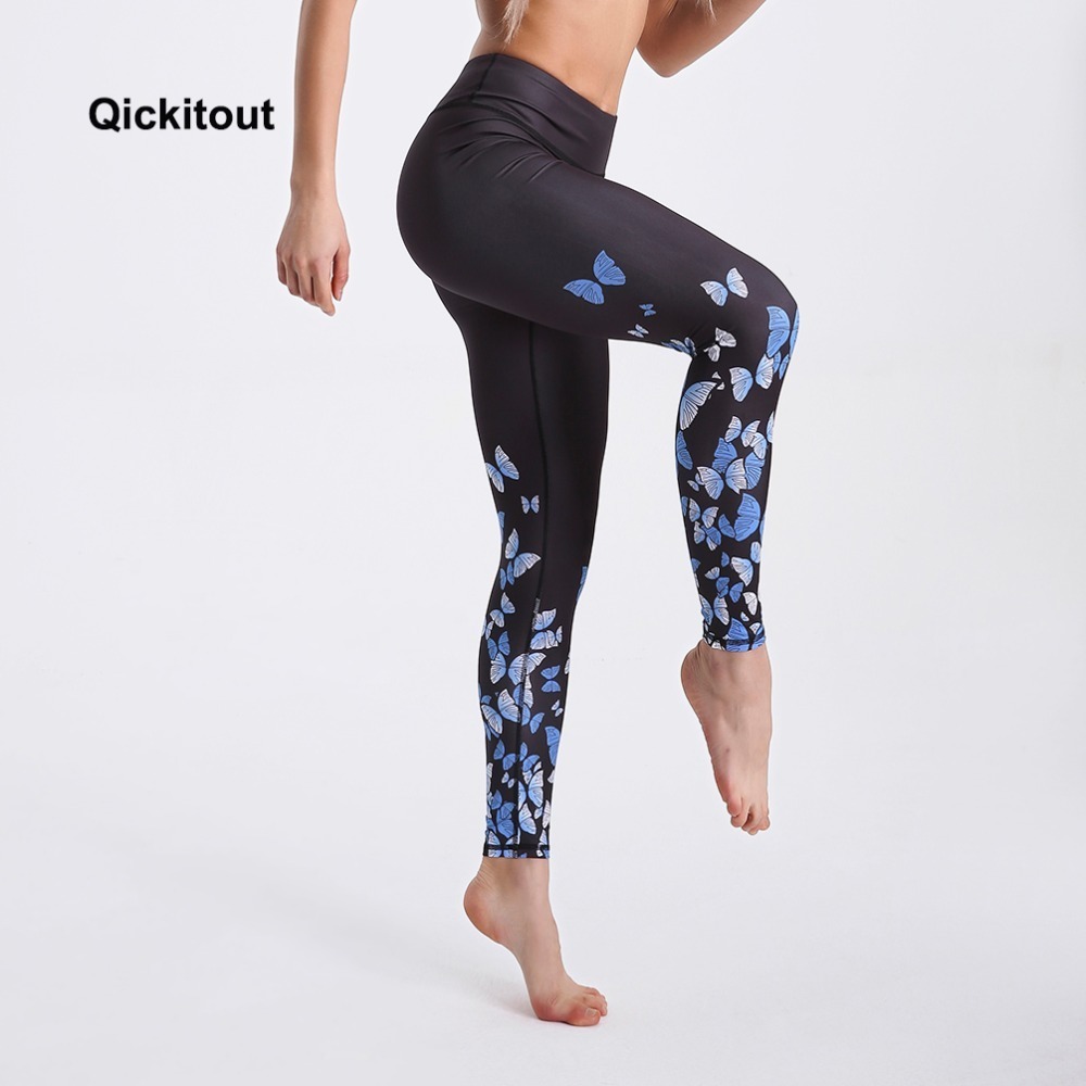 Qickitout New Spring Leggings Black Background Butterfly Printed Leggings High Waist Long Pants Sexy Casual Pants 201202