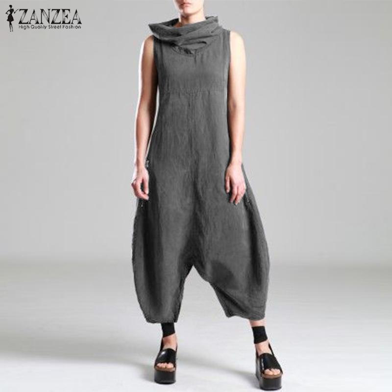 ZANZEA Fashion Summer Women Sleeveless Jumpsuits Ladies Turtleneck Harem Pants Solid Cotton Linen Drop Crotch Rompers Overalls, Black
ZANZEA Fashion Summer Women Sleeveless Jumpsuits Ladies Turtleneck Harem Pants Solid Cotton Linen Drop Crotch Rompers Overalls, Black