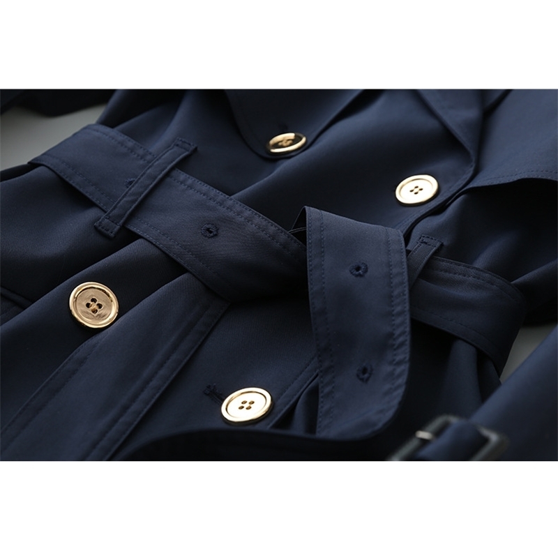 Obrix 3 Casual Style Female Spring Trench V-Neck Double Breasted Full Sleeve Pockets Belt Trench For Women 201029