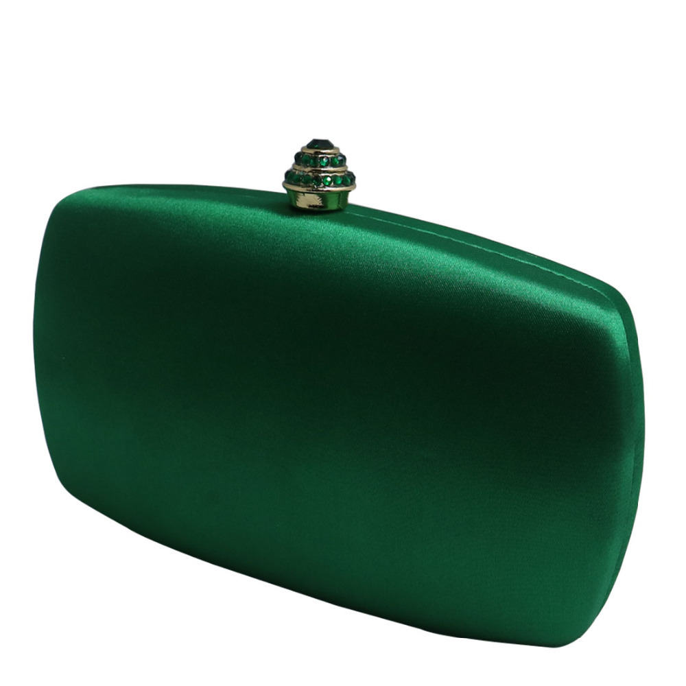 Elegant Hard Box Clutch Silk Satin Dark Green Bags for Matching Shoes and Womens Wedding Prom Evening Party Q1113
