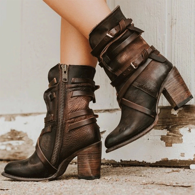 Women Ankle Boots Leather Fashion Cross Tied Buckle Strap Female High Heels Shoes Plus Size Square Heel Punk Party Boots Autumn #tx6Y, Black
Women Ankle Boots Leather Fashion Cross Tied Buckle Strap Female High Heels Shoes Plus Size Square Heel Punk Party Boots Autumn #tx6Y, Black