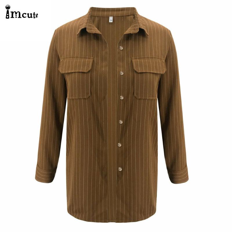 2021 New Womens Plus Single Row Button Boyfriend Style Shirt Blouse Ladies Striped Tops Long Sleeve pocket Loose Casual Shirts, Brown
2021 New Womens Plus Single Row Button Boyfriend Style Shirt Blouse Ladies Striped Tops Long Sleeve pocket Loose Casual Shirts, Brown