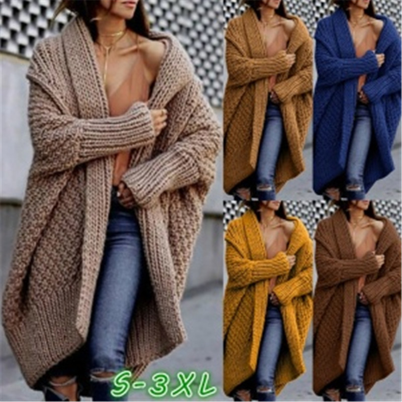 Winter Solid Long Sleeve Knitwear Turndown Collar Women Casual Knitted Sweater Overcoats Cardigans Autumn Coats for Female Coat T200828
