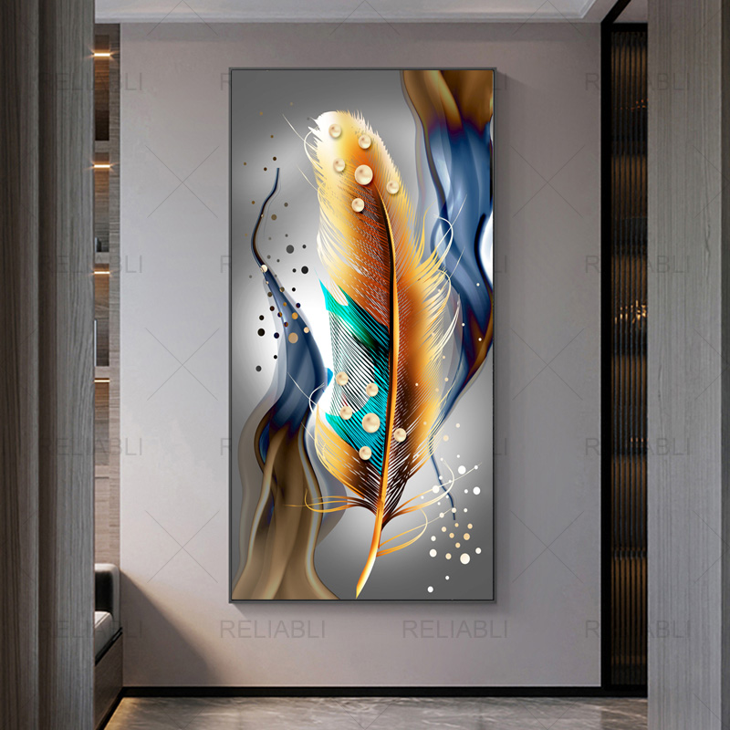 Abstract Nordic Feather Wall Art Canvas Painting Modern Feather Lines Posters and Prints Wall Pictures for Living Room Decor