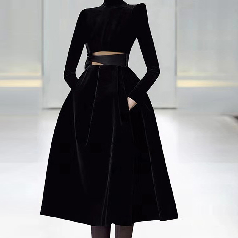 Xf 1221-13 q High Quality Vintage Female Runway Fashion Around the Long Sleeve Neck + Velvet Belt Thin Red/black Gold Dress Jhp2
Xf 1221-13 q High Quality Vintage Female Runway Fashion Around the Long Sleeve Neck + Velvet Belt Thin Red/black Gold Dress Jhp2