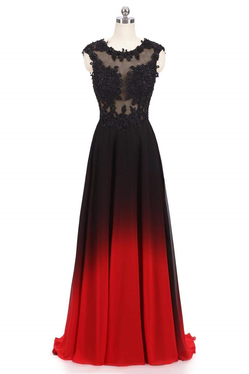 Newest Sexy Lace Gradient Prom Dresses With Long Chiffon Plus Size Ombre Formal Evening Party Gowns QC1539
