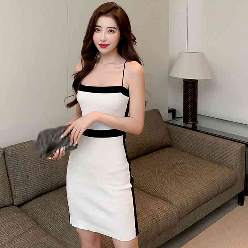 Sexy Lady Knit Dress Spring Ins Fashion Elegant Color Contrast Slash Neck Slim Split Sheath Suspender Dresses, Black;gray
Sexy Lady Knit Dress Spring Ins Fashion Elegant Color Contrast Slash Neck Slim Split Sheath Suspender Dresses, Black;gray
