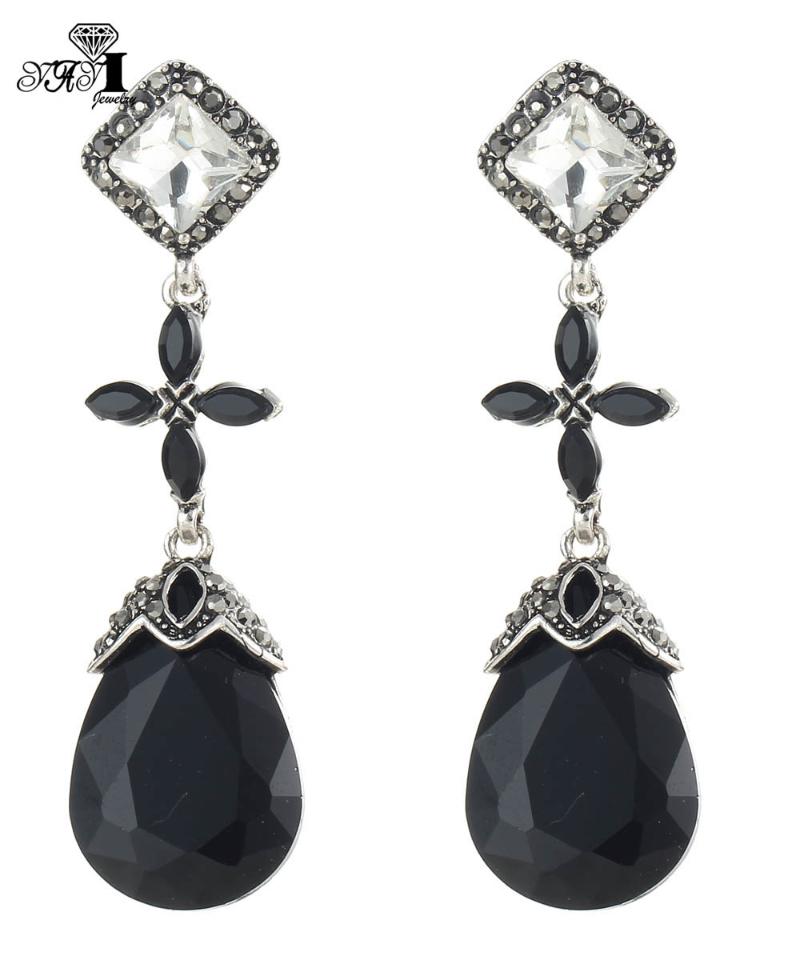 YaYi Gray Black Glass Gray Rhinestone Dangle Crystal Earring Women's Fashion Ancient Silver Color Gem Earrings For Women 1149
YaYi Gray Black Glass Gray Rhinestone Dangle Crystal Earring Women's Fashion Ancient Silver Color Gem Earrings For Women 1149