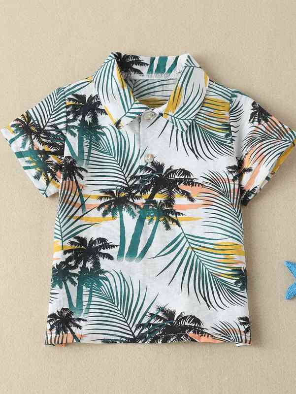 Baby Boy Palm Tree Polo Shirt With Shorts SHE