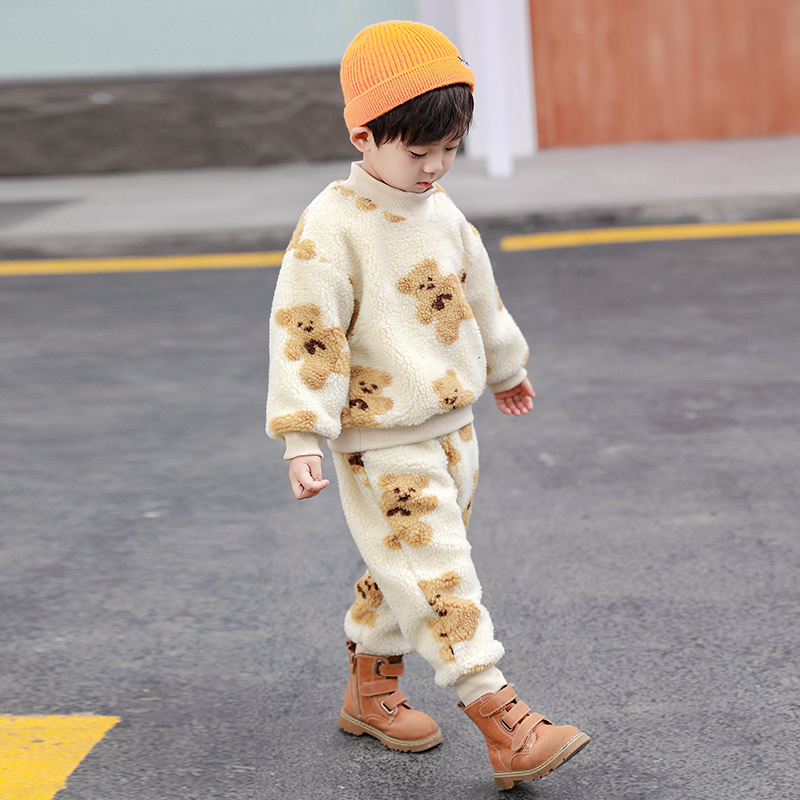 Boys Girls Winter Thick Cartoon Cute 2 To 9 Years O-neck Boutique Clothing Halloween Fashion Korean High Quality Children SetsX1019