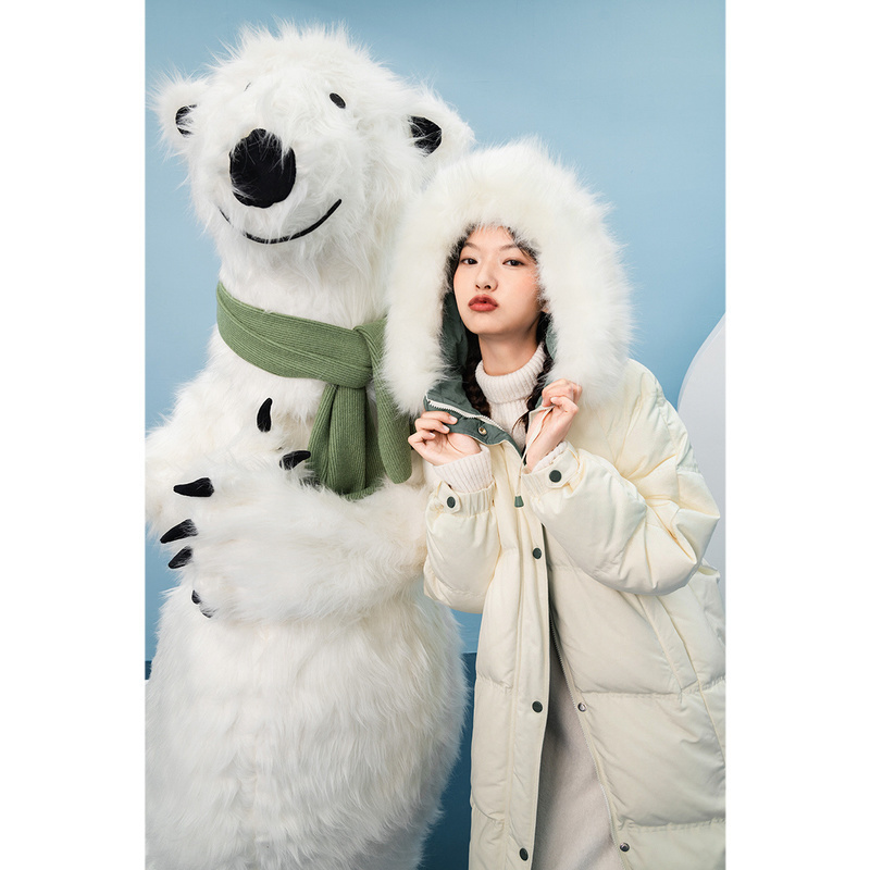 INMAN Winter New Arrivals Large Collar White Duck 90% Knee Length Mid Long Resistant Women's Down Jacket 201019
