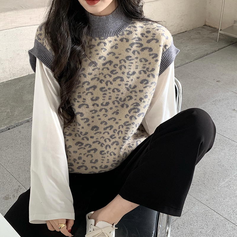 2021 New Korean 2-colour small leopard turtleneck waistcoat waistcoats of loose women knitted sweaters and pullovers (c9870) 64BJ, Gray.
2021 New Korean 2-colour small leopard turtleneck waistcoat waistcoats of loose women knitted sweaters and pullovers (c9870) 64BJ, Gray.