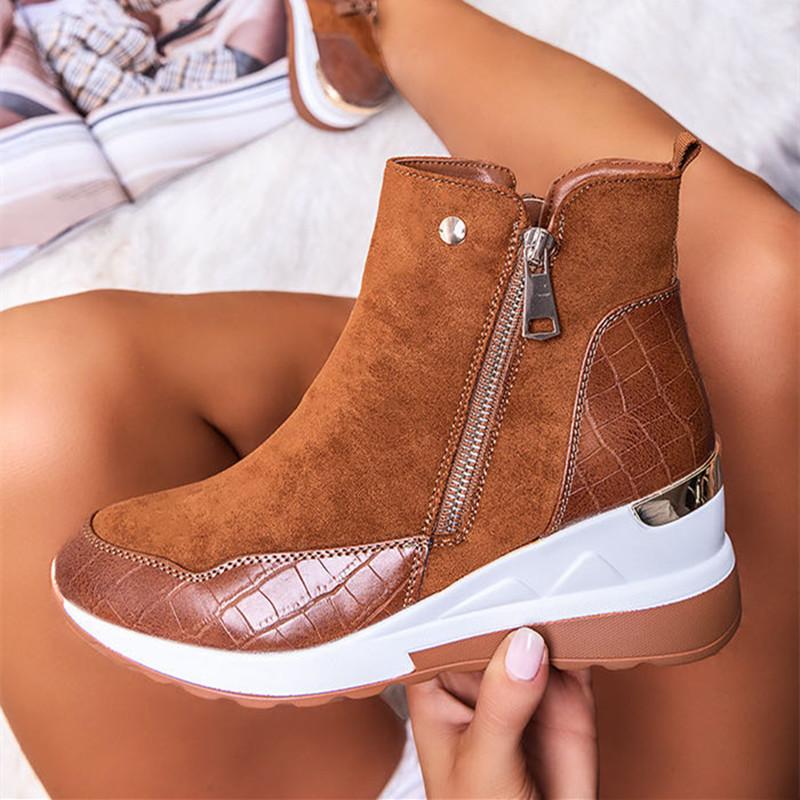 2020 low-tube warm round toe winter solid color inner increase side zipper brown female boots thick-soled snow boots, Black
2020 low-tube warm round toe winter solid color inner increase side zipper brown female boots thick-soled snow boots, Black