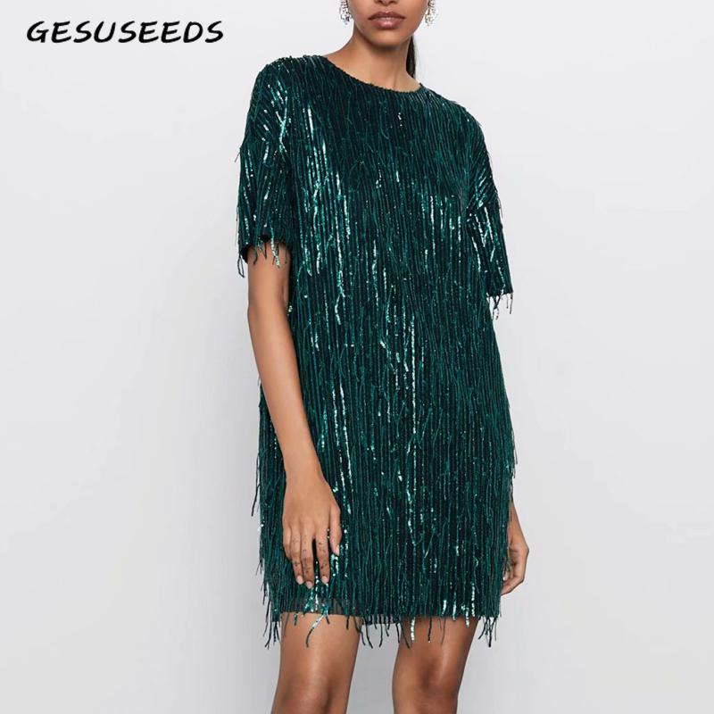 Green black sequin dress korean glitter mini dress Summer short sleeve dresses elegant tassel woman party night Summer
Green black sequin dress korean glitter mini dress Summer short sleeve dresses elegant tassel woman party night Summer