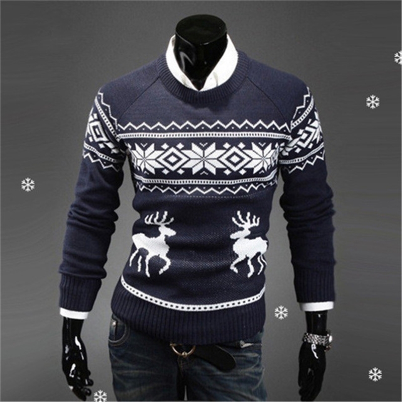 Fashion Men Christmas Sweaters England Style Men Sweater Deer Pullovers Reindeer Sweater Slim O-Neck Men Sweater 201022