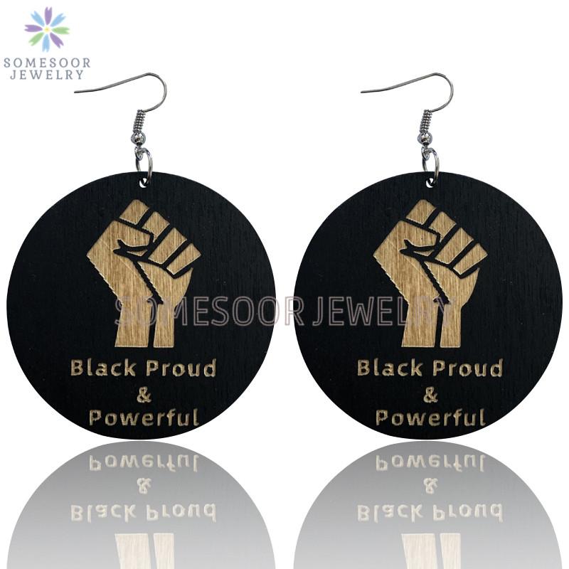 Dangle & Chandelier SOMESOOR Black Proud Fist Wooden Drop Earrings 6cm Flat Round Powerful Sayings Loops Jewelry For Women Gifts
Dangle & Chandelier SOMESOOR Black Proud Fist Wooden Drop Earrings 6cm Flat Round Powerful Sayings Loops Jewelry For Women Gifts