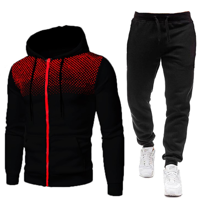 Tracksuit Men Set Set Two Pieces Man Sportswear Zipper Hoodie+Pants Sport Suits Casual Sweatshirt+Sweatpants Men's Clothing Sets 201130