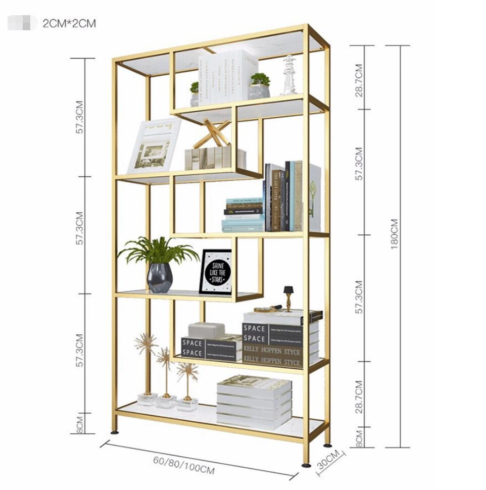 Solid wood shelf simple household living room Furniture study floor type bookshelf office partition iron display shelf
