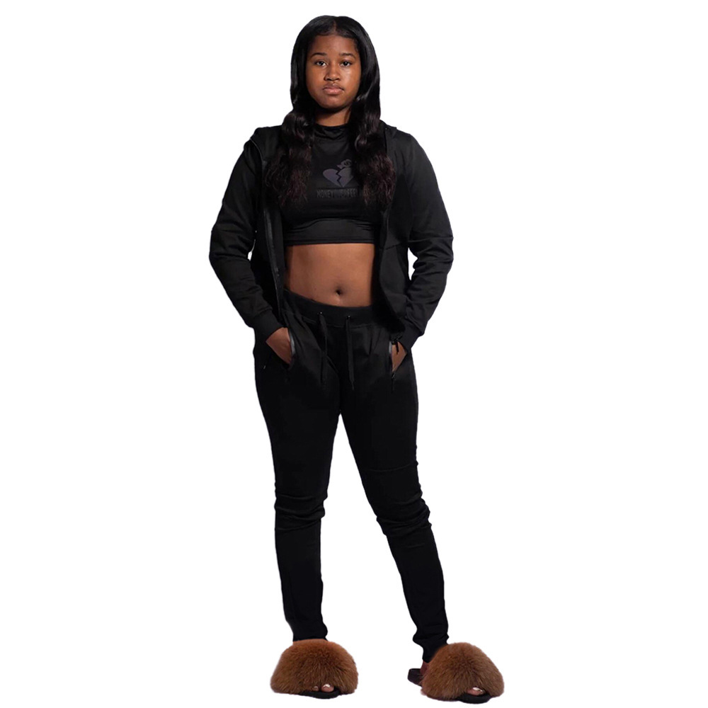 Women Fashionable pants Clothing Solid Color Long Sleeve Two Piece Hooded Loose Fashion Casual Women's Sports Suit
