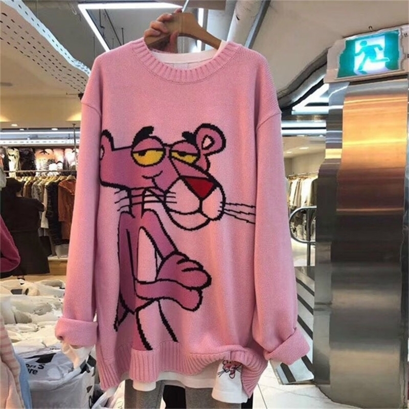 Cartoon Pink Red Plus Size Women Sweater Loose Korean Pullover Tops Fashion Leopard Long Sleeve Female Knit Sweaters Winter 201209, Black
Cartoon Pink Red Plus Size Women Sweater Loose Korean Pullover Tops Fashion Leopard Long Sleeve Female Knit Sweaters Winter 201209, Black