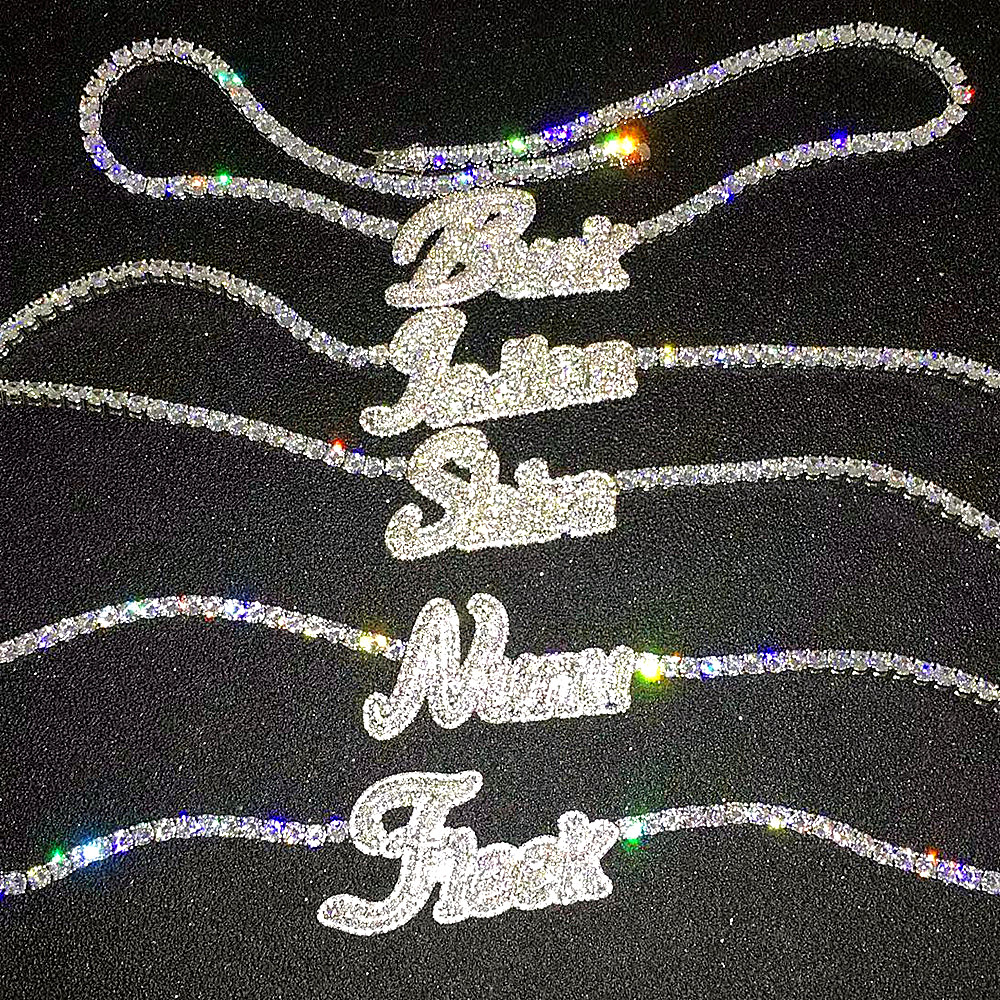 Custom Name Cursive Letters Necklace With Tennis Chain for Women Micro Pave Pendant Solid Back Hip Hop Rock Jewelry
Custom Name Cursive Letters Necklace With Tennis Chain for Women Micro Pave Pendant Solid Back Hip Hop Rock Jewelry