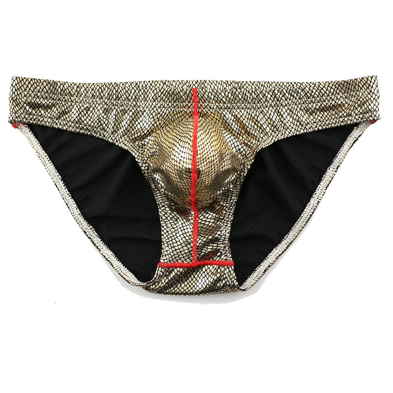 Men's Sexy Bright Snake Skin Wild Low Waist Mens Gay Underwear Mens Briefs Sexy Mens Pouch Underwear T200517