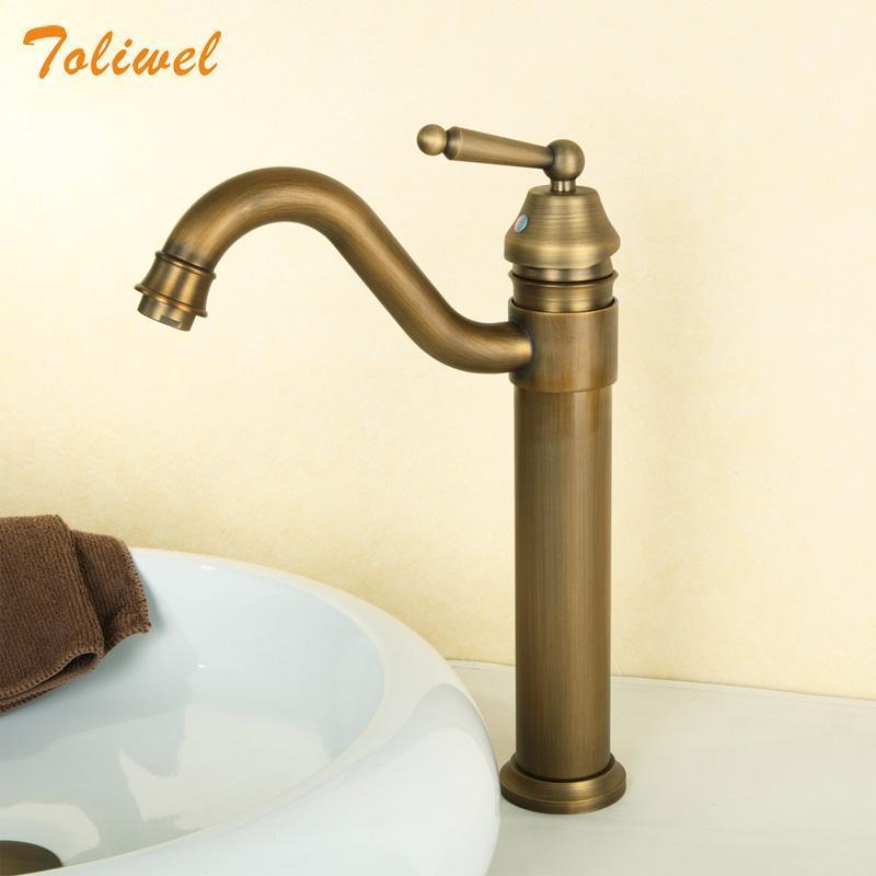Antique Brass Bathroom Faucet Lavatory Vessel Sink Basin faucets Mixer Tap Swivel Spout Cold Hot Water taps Single Handle1
Antique Brass Bathroom Faucet Lavatory Vessel Sink Basin faucets Mixer Tap Swivel Spout Cold Hot Water taps Single Handle1