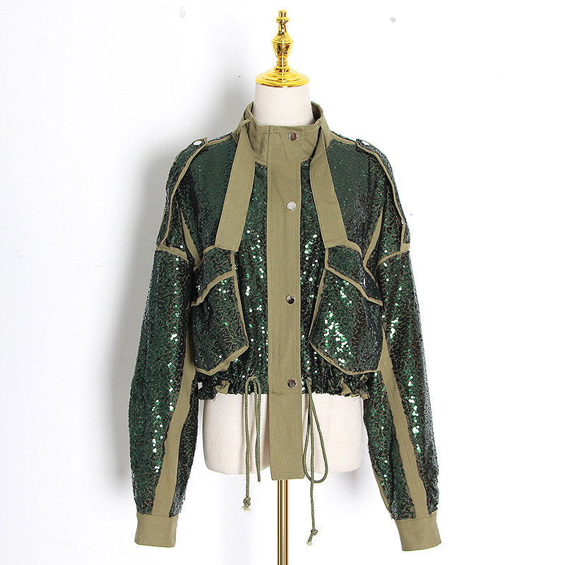 New European Women Loose Jackets Luxury Sequins Street Wear Coats 2021 Autumn Designer Pockets Outerwear Girl' Fancy Clothes M3yr, Green
New European Women Loose Jackets Luxury Sequins Street Wear Coats 2021 Autumn Designer Pockets Outerwear Girl' Fancy Clothes M3yr, Green