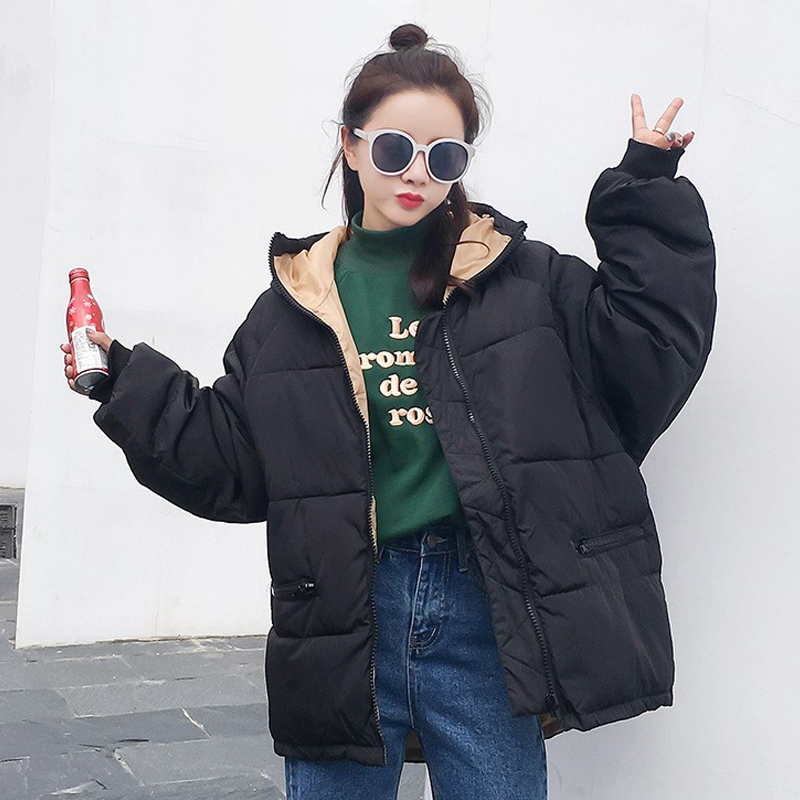 women thick loose winter parka hooded solid casual coats outwear warm female jackets with zipper pockets chaqueta mujer 201020