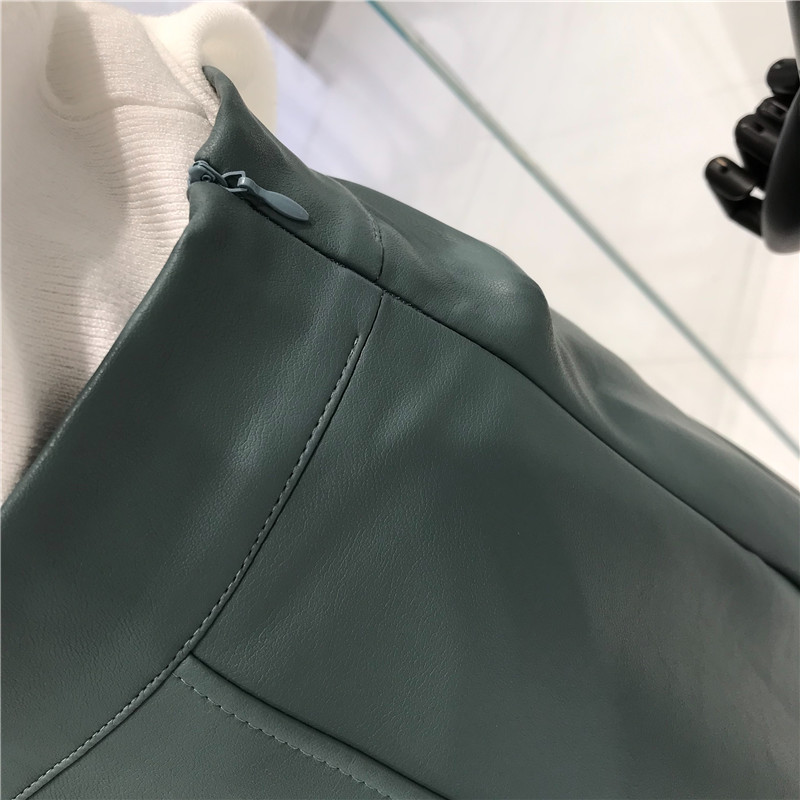 Autumn Winter new korean fashion womens solid color high waist PU leather a-line ball gown big expansion long skirt plus size S M L