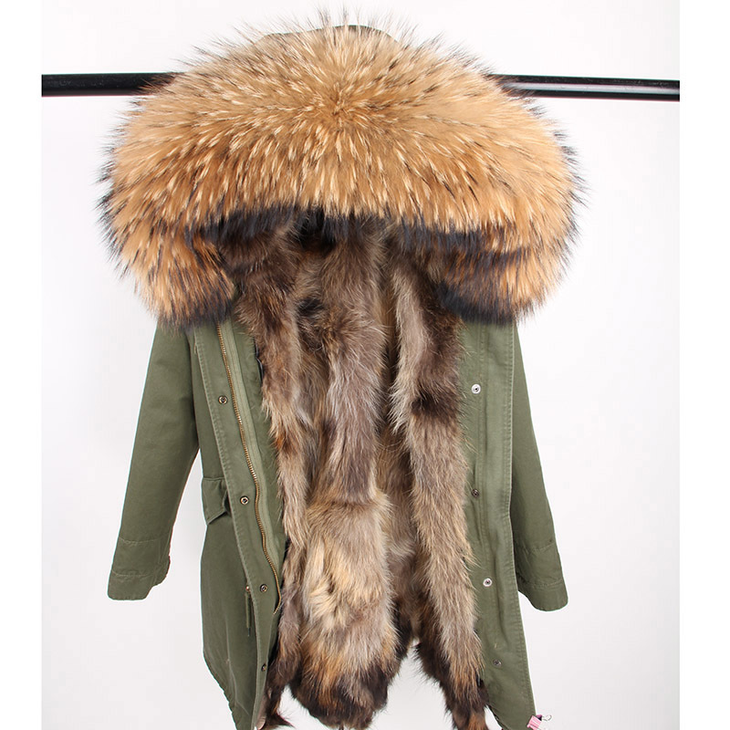 Parka Men Winter Jacket Hooded Nature Raccoon Lining Jackets Man Real Fur Coat 201027