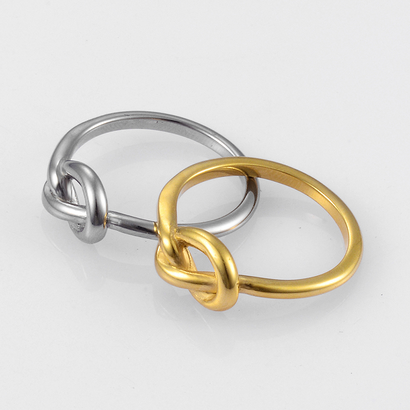 Gold Silver Black Stainless Steel Heart Knot Ring Pattern Design Men And Women Lovers Tail Rings Fashion Jewelry Wholesale Price