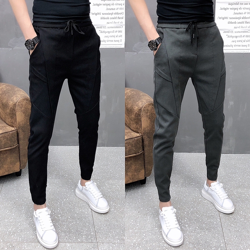 Fashion Korean Solid Joggers Men High Quality Autumn Winter Thick Pants Men Slim Fit Drawstring Mens Casual Pants Black/Gray 36 201027