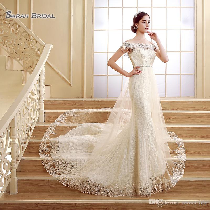 2020 Mermaid Sleeveless Off Shoulder Tulle Overskirt Pearls Sexy Wedding Dresses Bridal Ball Gowns robes de mariée, Ivory
2020 Mermaid Sleeveless Off Shoulder Tulle Overskirt Pearls Sexy Wedding Dresses Bridal Ball Gowns robes de mariée, Ivory
