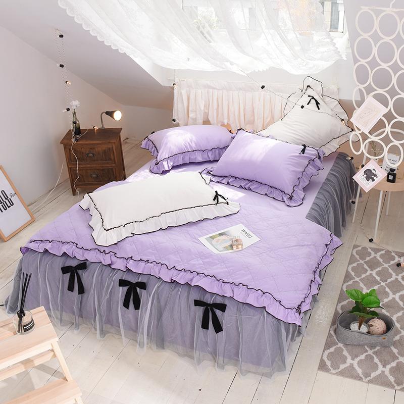 New Korean Princess Style Purple White Pink 100% Cotton Bedding Bed Black Gray Set Pillowcases Duvet Skirt Cover Gauze 4pcs Bow
New Korean Princess Style Purple White Pink 100% Cotton Bedding Bed Black Gray Set Pillowcases Duvet Skirt Cover Gauze 4pcs Bow