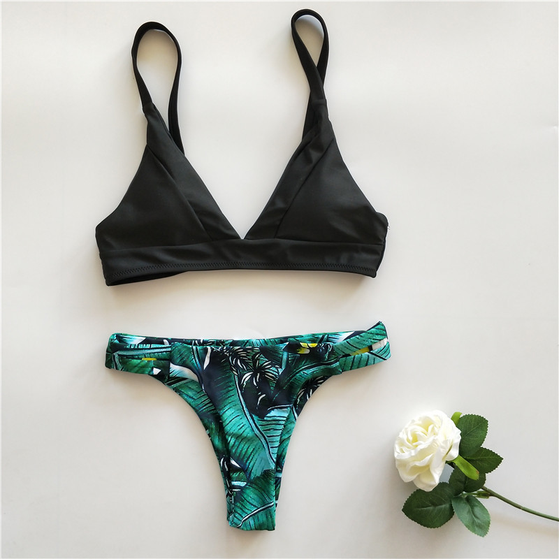 Sexy Black Triangle Thong Brazilian Bikini Set Green Leaves Tropical Swimsuit Women Swimwear Beach Wear Swim Bathing Suit Y200319, White
Sexy Black Triangle Thong Brazilian Bikini Set Green Leaves Tropical Swimsuit Women Swimwear Beach Wear Swim Bathing Suit Y200319, White